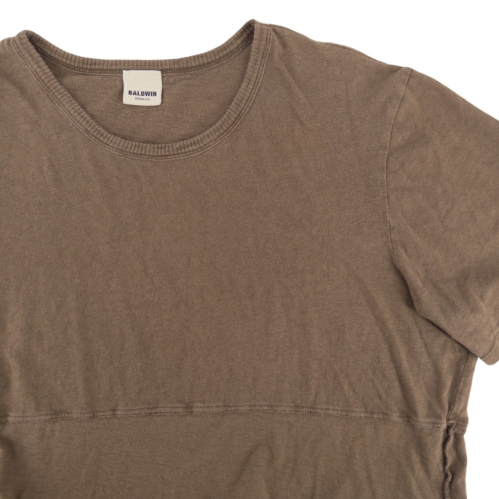 Baldwin KC Mens XL Linen Blend T Shirt Brown Japanese Fabric Designer Basic Tee